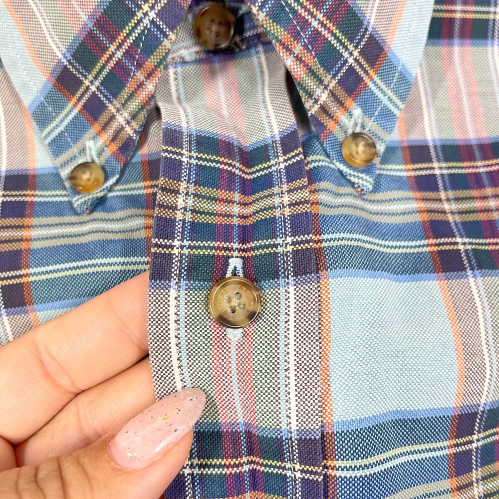 Brooks Brothers Shirt Mens Size L Blue Plaid Long Sleeve Woven in Italy Cotton - Picture 7 of 12